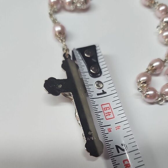 Pink Faux Pearl Rosary - Picture 5 of 5